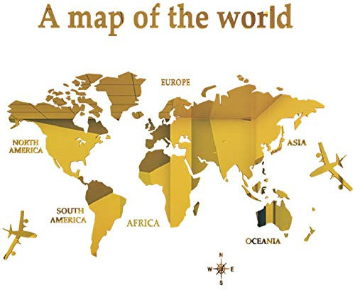 3D DIY Weltkarte Wandaufkleber Kristalldekoration Büro Studie Wohnzimmer Sofa Hintergrund Wandaufkleber Dreidimensionale Wanddekoration Wandbilder Wandsticker Wandtattoo Gold