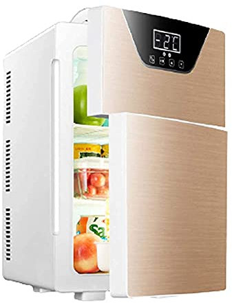 YLKCU Mini Nevera Frigoríficos Mini con congelador para automóvil 20L - Refrigerador pequeño para automóvil y hogar con Pantalla táctil, Puerta Doble, refrigerador de 12 V