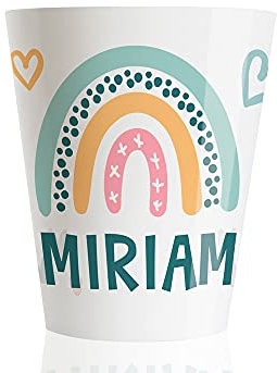 Regalo Original Vaso de plástico infantil Personalizado con Nombre y Arcoiris Pastel para la Vuelta al Cole 200 ml