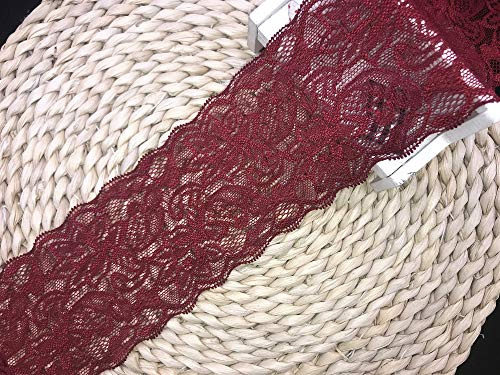8 CM Breite Europa Belt elastische Stickerei Spitzenbesatz, Vorhang Tischdecke Slipcover Braut Selbermachen-Kleidung/Zubehör (4,5 Meter in einem Paket) (weinrot)