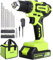 FASTPRO Juego de taladro inalámbrico de 20 V máximo, 3/8 pulgadas. Kit de taladro eléctrico con una batería de iones de litio de 1.5 Ah, cargador y bolsa de herramientas, verde
