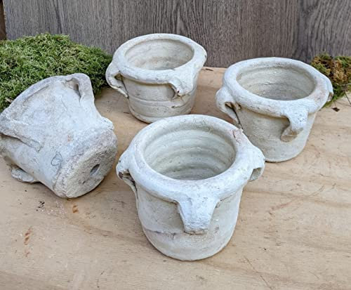 4 -er Set Rustikale Blumentöpfe je ca. 12 cm Durchmesser Terracotta Garten Mediterran Landhaus Vintage