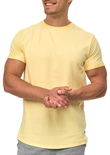 Indicode Hommes Kloge Shirt | T-Shirt à col Rond Pale Banana M