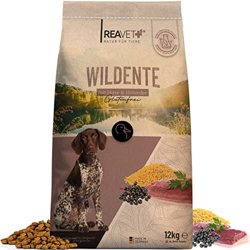 ReaVET Natur Hundefutter Trocken Ente 12kg – 100% Natürlich Trockenfutter Hund, Getreidefrei für Allergiker, Hunde Trockenfutter, Natur ohne Chemie und künstliche Vitamine