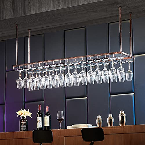 Porte-verre à vin Support Verre a Pied suspendu plafond Porte Verre en MéTal sous l'armoire Casier à vin support de rangement pour bar cuisine verres à champagne métal fer forgé (Size : 60x25x21cm)