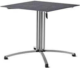 SIEGER Gastro-Tisch mit Säulenklapp-Gestell und Polytec® Platte, Gestell Graphit, Platte Schiefer anthrazit