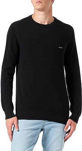 Gant Herren Cotton Pique C-Neck Pullover, Schwarz, M EU
