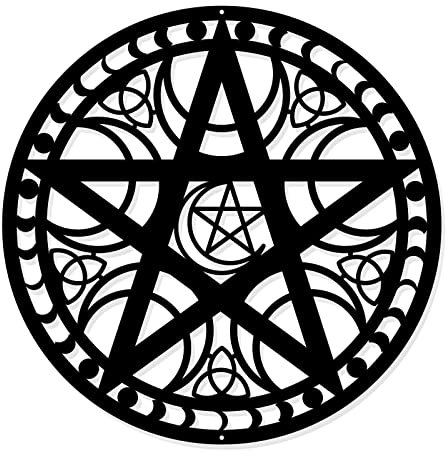 NBEADS Wandkunst, 30 cm, schwarzes Metall, Wanddekoration, Pentagramm-Silhouette, Wandkunst, Wicca-Dekor für Schlafzimmer, Wohnzimmer, Büro, Küche, Weihnachten, Wanddekoration