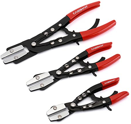 CASOMAN 3-teiliges Schlauchzangen-Set, Metall, Rot, PLIERS, Zangen-Set, Schlauchzangen-Set, Automotive Hose Lines, Fuel Coolant Lines