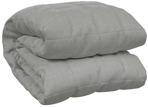 vidaXL Weighted Blanket Bedroom Bedding Calming Cotton Weighted Quilt Blanket for Anxiety Stress Relief Grey 235x290 cm 15 kg Fabric