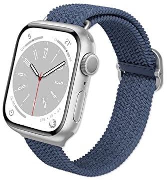 RhinoShield Correa trenzada Apple Watch Series 1/2/3(38mm)+S4/5/6/SE(40mm)+S7/8/9(41mm)+S10(42mm) | Repelente al agua y al sudor. Suave y elástica - Azul Marino
