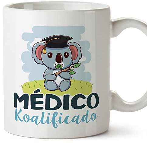MUGFFINS Tazas para MÉDICO hombre - En Español - Koalificado/koalificada - 11 oz / 330 ml - Regalo original y divertido
