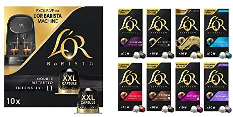 L'OR Barista Café - 50 Capsules Ristretto Intensité 11 - Compatibles L'Or Barista (lot de 5 x 10 Capsules) & Assortiment de 80 capsules