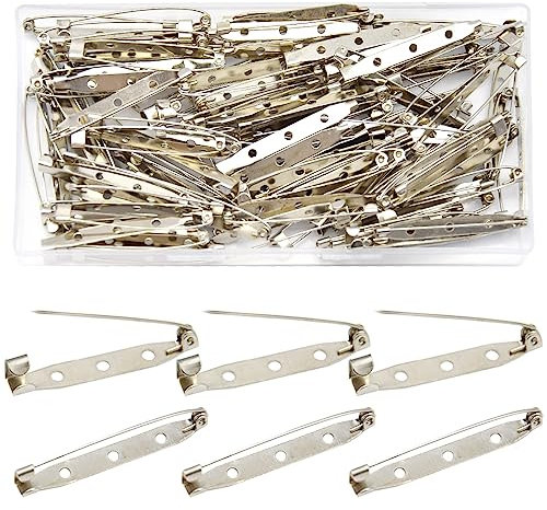 Hocansen Lot de 100 épingles à nourrice, 45 mm, argentées, avec trous, pour la fabrication de bijoux et le bricolage (45 mm/ZB-C)