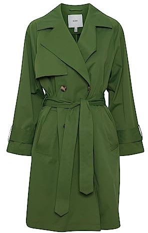 ICHI IHELOVA JA Damen Trenchcoat Jacke Übergangsmantel Trenchcoat Kurzmantel, Größe:42, Farbe:Willow Bough (180119)