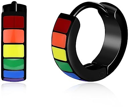 feilok Männer Ohrstecker Ohrringe Edelstahl Regenbogen Knorpel Huggie Creolen Ohrstecker für Männer Damen