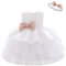 Lito Angels Vestito Damigella Abito da Festa Cerimonia Elegante con Fascia per Bambina Taglia 4-5 Anni, Bianco (Etichetta in Tessuto 110)