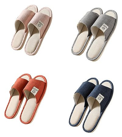 Teceyfeet 4 Paia Ciabatte Ospiti Lavabili Pantofole Uomo da Casa Unisex Slipper in Spugna,Pantofole per Ospiti, Ciabattine Spa, Pantofole Hotel da Viaggio, Pantofole Antiscivolo per Casa