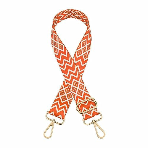 SHTGOI Taschengurte Verstellbarer Schultergurt 3.8cm Breite Rautenförmige Schulterriemen Doppelseitiges Muster Geflochten Umhängegurt Ethno-Stil Taschenriemen für Damen Taschen Zubehör Orange