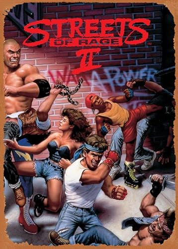muecddoa Wanddekor-Schild – Streets of Rage 2 Poster – 20,3 x 30,5 cm, Vintage-Look, Metallschild, Bar, Man Cave, Kunstdekoration.