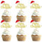 Blumomon 24 Stück Merry Christmas Cupcake Topper golden Weihnachts Kuchen Topper Zahnstocher-Flaggen für Weihnachtskuchen-Dekoration Weihnachtsfeier Feiertagsbedarf