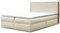 FURNISTAR Boxspringbett Forest mit Bettkästen und Topper Polsterbett Elegante Kopfstütze Bett mit Karomusterprägung Doppelbett mit Matratze Stauraum Schlafzimmer Schlafzimmermöbel (140x200 Creme)