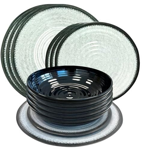 Liberty Leisure 12 Piece Melamine Dinner Set - Camping Essentials, Unbreakable Plates and Bowls for Picnic, Caravan, and Outdoor Dining - Lightweight, Durable, BPA Free