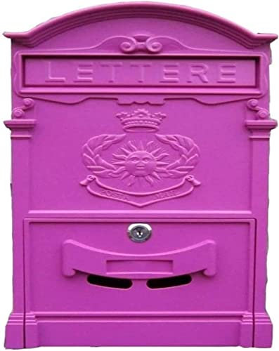 MaiyO Briefkasten Briefkasten Briefkästen Wandbriefkästen für den Außenbereich Wandbriefkasten mit Schloss und Schlüssel, Lila Rosa Wasserdichter Briefkasten Briefkasten