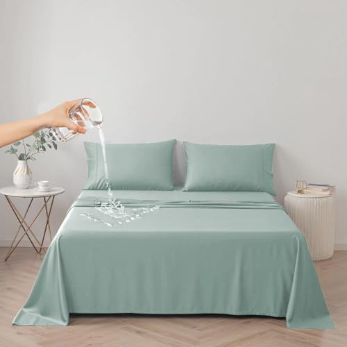 DUJUIKE 100% wasserdichte Schutzdecke oder Liner für Bett, Matratzenschoner für das Bett, Wiederverwendbare Unterlage, Bettlakenschutz (Grün, Cal King/King 230 * 250cm)