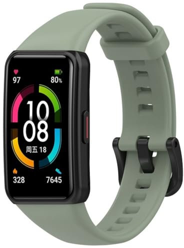 Silikon Ersatzarmband für Huawei Band 6/Band 6 Pro/Band 6 NFC, Sport Armbänder Uhrenarmband, Armband für Honor Band 6 (Green)