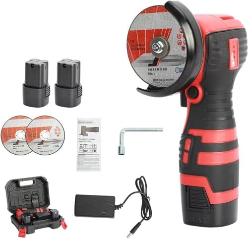 anwhriet Cordless Angle Grinder,550W Mini Angle Grinder,Battery-Operated Angle Grinder,High Speed Battery Angle Grinder with Non-Slip Handle,Electric Grinding Tool for Grinding,Polishing (Red)