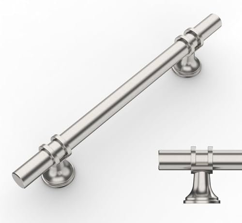Amerdeco 10 Pack Brushed Satin Nickel Cabinet Pulls 3.75 Inch(96MM) Hole Centers Kitchen Cabinet Handles Cabinets Hardware Drawer Pulls AM002