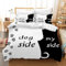 BDKCYO Partner Bettwäsche Cat Side My Side Schwarz weiß Bettbezug 200x200 Dog Side and My Side Bettwäsche-Set Romantisches Thema Bettbezug mit Kissenbezug (Dog Side My Side,Einzelbett)