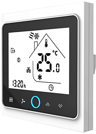 Jemora Four Pipe Intelligent Room Thermostat Digital Programmable Temperature Controller for Air Conditioner (BAC-002EL, White & Black)