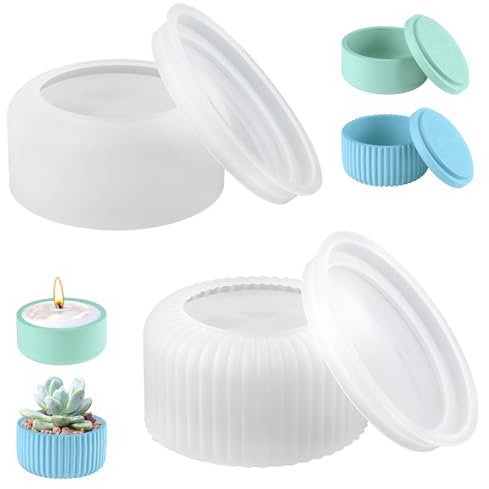 Silikonform Kerzenhalter mit Deckel, 2 Pcs DIY Gips Silikon Gießform Kerzenhalter, Silikonform teelichthalter, Silikonform Vase, Epoxidharz Formen - für Kerzen Deko Vase, Weihnachtsgeschenke