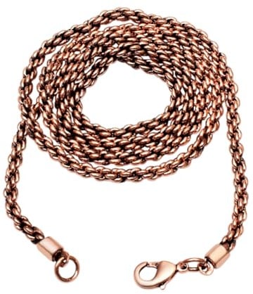 Massive Kupfer-Seilkette, reines Kupfer, oxidierte Seilkette, Halskette, handgefertigt, Kupferkette für Damen und Herren, Kettenstärke: 3 mm, 26 Inches, Kupfer, Kein Edelstein