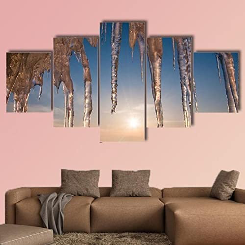Bilder Leinwandbilder Eiszapfen Und Himmel Vlies Leinwand 5 Teilig Wandbilder Kunstdrucke Wandbild Bild Auf Kunstdruck Wanddeko Wand Wohnzimmer Wanddekoration Deko Modern 200 X 100 Cm / 78, 1O5J-V1O3
