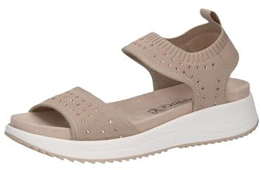CAPRICE Damen Sandalen flach zum Schlupfen mit Glitzerdetails, Beige (Sand Knit), 41 EU