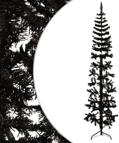 Lauuoeriau Home & Garden Slim, albero di Natale artificiale con supporto, nero, 180 cm