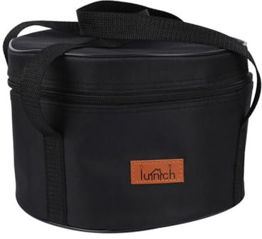 Hosoncovy Portable Camping Cookware Storage Bag Camping Cook Pot and Pan Storage Bag Travel Case Picnic Food Carrying Case Carrier Bag Camping Cooler Bag for Outdoor Camping (Black)