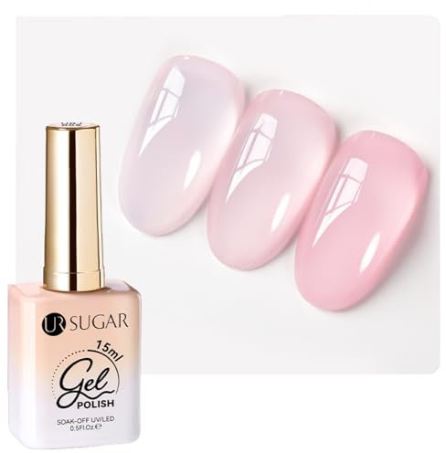 UR SUGAR UV Nagellack Jelly, 15ML Gel Nagellack Transparent Rosa Nägellack Natural Farbe, Jelly Nail Polish UV LED Rosa für Anfänger Nageldesign DIY zu Hause und Nagelstudio