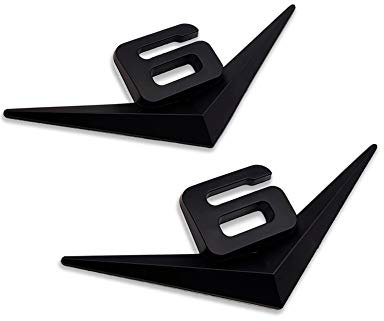 2 x Chrom-Metall-V6-Logo-Emblem, Premium-3D-V-6-Motorabzeichen, Auto-Heck-Kofferraum-Aufkleber, Schwarz, 2 Stück