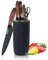 Chef Knife Set with Block, 6-Piece Kitchen Knives Set with Sharp Blades, Professional Knife Set with Ergonomic Handle, Non-Stick Stainless Steel Knife Block Set (Black)