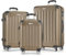 MERISH Reisekoffer Koffer Kofferset Trolleys Zwillingsrollen 3tlg. Hartschale in 9 Farben (Champagner, Set)