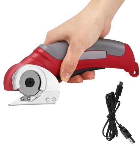 Kartonschneider Schnurlose Elektrische Schere, Kabellose Elektrische Schneidemaschine Elektrischer Kistenschneider für Papier, Pappe, Teppich, Leder, Filz, Geschenke für Männer und Frauen(Rot)