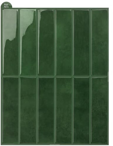 WoStick Vert carrelage adhesif mural cuisine, 3D credence adhesive, Facile à nettoyer carrelage adhesif mural salle de bain pour la décoration et la rénovation de la maison, 28x22cm 10sheets