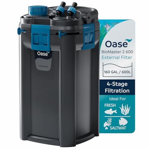 OASE BioMaster 2 600 Kanister Filter für Aquarien - Externer Aquarienfilter mit EasyClean Vorfilter - Leise Leistung - Süß- & Salzwasser, bis zu 160 Gallonen