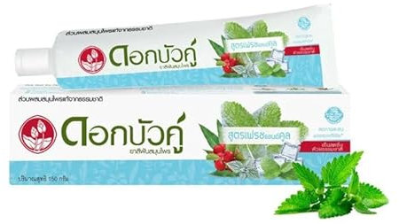 Dok Bua Ku Zahnpa Herbal Cool – 100g – Fluoridfreie Erfrischungsformel – Natürliche Thailändische Kräuterzahnpasta – Ultra-frischer Atem