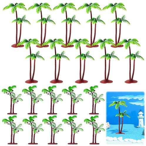 20 PCSPalmiers Modèle, Modèle de Paysage Palmiers Miniatures, Arbres Miniatures, Cocotier Palmier pour DIY Paysage Table de Sable Jardins Miniatures Décoration de Gâteaux
