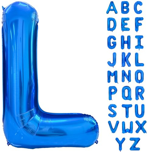 Blau Alphabet Ballon Große Mylar Folie Helium Brief Luftballons 40 Zoll Blau Luftballons Alphabet Buchstaben für Geburtstag Brautdusche Jubiläumsdekorationen(Letter L)
